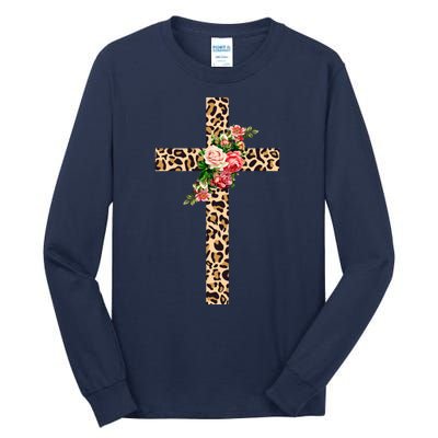 Leopard Flower Cross Tall Long Sleeve T-Shirt