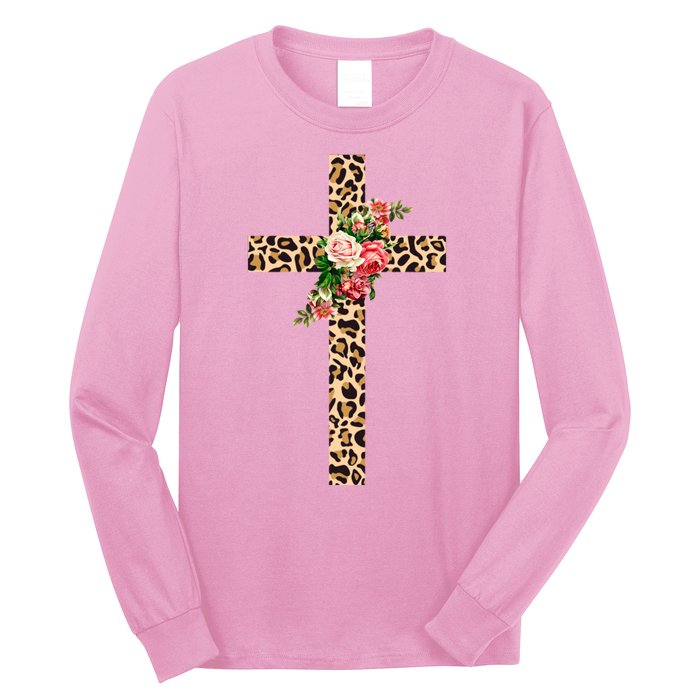 Leopard Flower Cross Long Sleeve Shirt