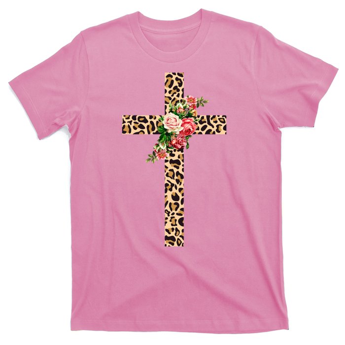 Leopard Flower Cross T-Shirt