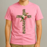 Leopard Flower Cross T-Shirt