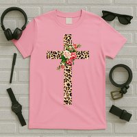 Leopard Flower Cross T-Shirt