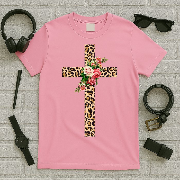 Leopard Flower Cross T-Shirt