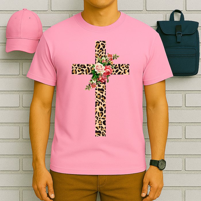 Leopard Flower Cross T-Shirt