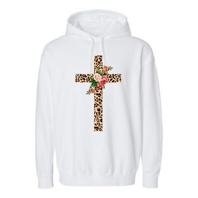 Leopard Flower Cross Garment-Dyed Fleece Hoodie