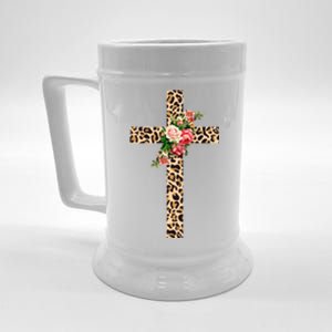 Leopard Flower Cross Beer Stein