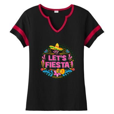 Let's Fiesta Celebrate Cinco De Mayo Ladies Halftime Notch Neck Tee