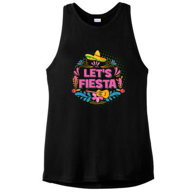 Let's Fiesta Celebrate Cinco De Mayo Ladies PosiCharge Tri-Blend Wicking Tank