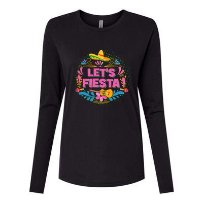 Let's Fiesta Celebrate Cinco De Mayo Womens Cotton Relaxed Long Sleeve T-Shirt