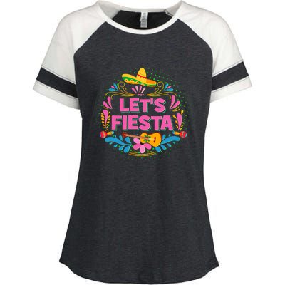 Let's Fiesta Celebrate Cinco De Mayo Enza Ladies Jersey Colorblock Tee