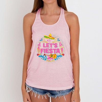 Let's Fiesta Celebrate Cinco De Mayo Women's Knotted Racerback Tank