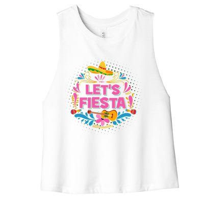 Let's Fiesta Celebrate Cinco De Mayo Women's Racerback Cropped Tank