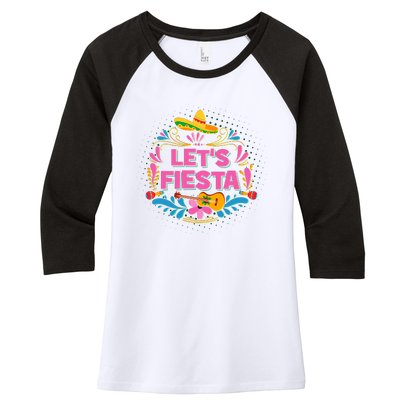 Let's Fiesta Celebrate Cinco De Mayo Women's Tri-Blend 3/4-Sleeve Raglan Shirt