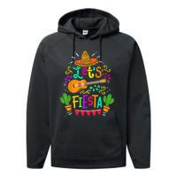 Lets Fiesta Cinco De Mayo Mexican Guitar Cactus Performance Fleece Hoodie