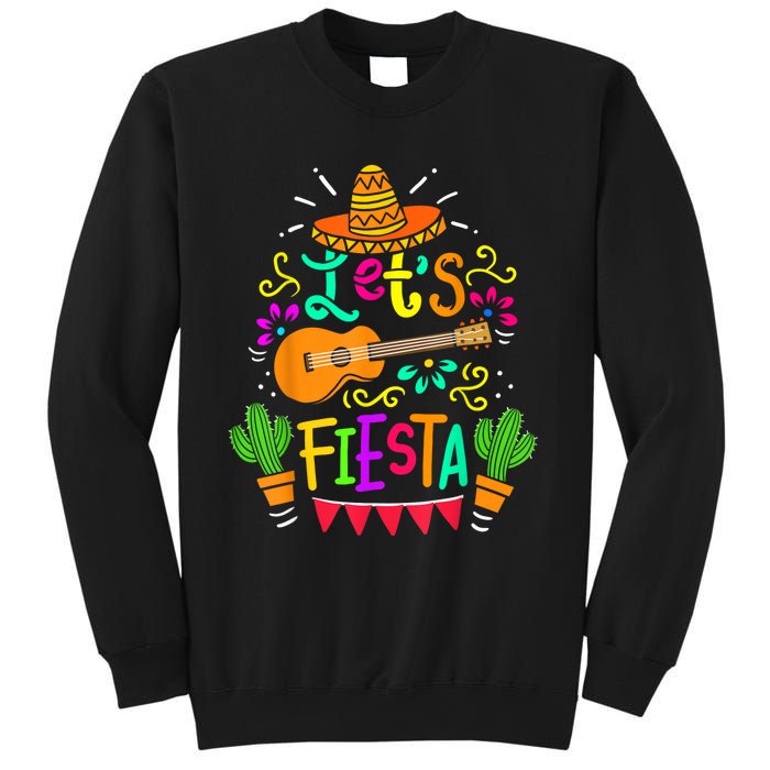 Lets Fiesta Cinco De Mayo Mexican Guitar Cactus Sweatshirt