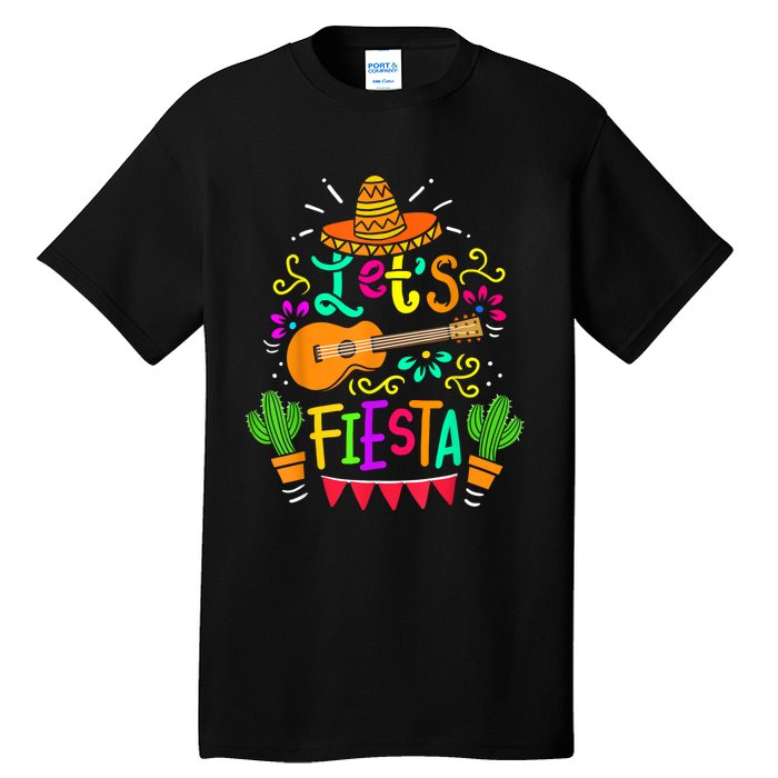 Lets Fiesta Cinco De Mayo Mexican Guitar Cactus Tall T-Shirt