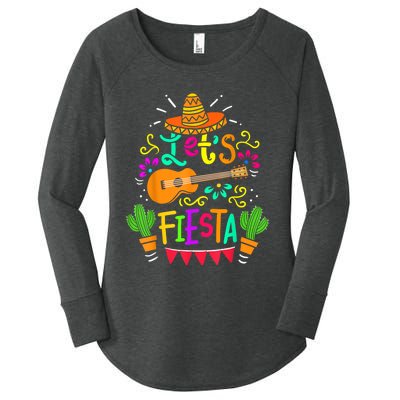 Lets Fiesta Cinco De Mayo Mexican Guitar Cactus Women's Perfect Tri Tunic Long Sleeve Shirt