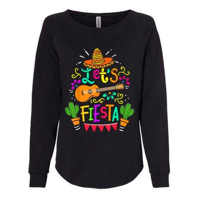 Lets Fiesta Cinco De Mayo Mexican Guitar Cactus Womens California Wash Sweatshirt