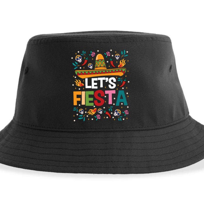 LetS Fiesta Cinco De Mayo Mexican Theme Party Guitar Lover Sustainable Bucket Hat