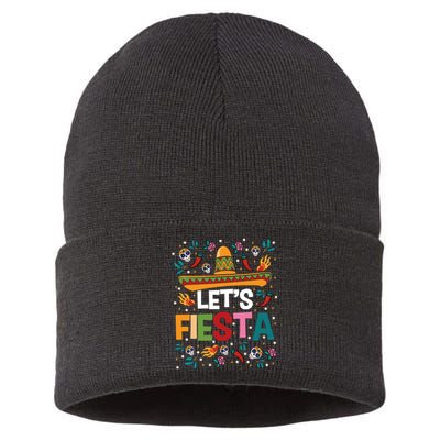 LetS Fiesta Cinco De Mayo Mexican Theme Party Guitar Lover Sustainable Knit Beanie