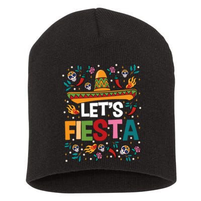 LetS Fiesta Cinco De Mayo Mexican Theme Party Guitar Lover Short Acrylic Beanie