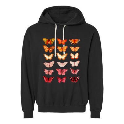 Lesbian Flag Color Butterfly Subtle Sapphic Pride Aesthetic Garment-Dyed Fleece Hoodie