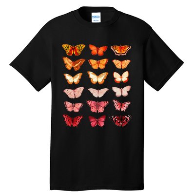 Lesbian Flag Color Butterfly Subtle Sapphic Pride Aesthetic Tall T-Shirt