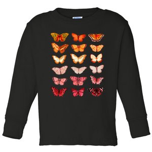 Lesbian Flag Color Butterfly Subtle Sapphic Pride Aesthetic Toddler Long Sleeve Shirt