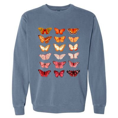 Lesbian Flag Color Butterfly Subtle Sapphic Pride Aesthetic Garment-Dyed Sweatshirt