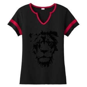 Lion Face. Cool Zoo Animals Zoo Keeper Ladies Halftime Notch Neck Tee