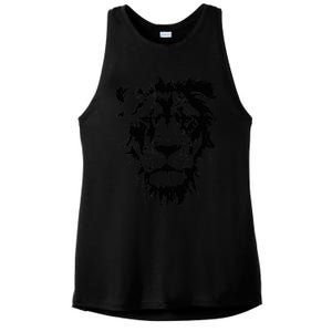 Lion Face. Cool Zoo Animals Zoo Keeper Ladies PosiCharge Tri-Blend Wicking Tank