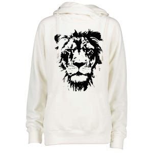 Lion Face. Cool Zoo Animals Zoo Keeper Womens Funnel Neck Pullover Hood