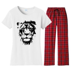 Lion Face. Cool Zoo Animals Zoo Keeper Women's Flannel Pajama Set