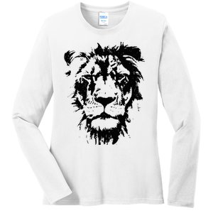 Lion Face. Cool Zoo Animals Zoo Keeper Ladies Long Sleeve Shirt