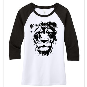 Lion Face. Cool Zoo Animals Zoo Keeper Women's Tri-Blend 3/4-Sleeve Raglan Shirt