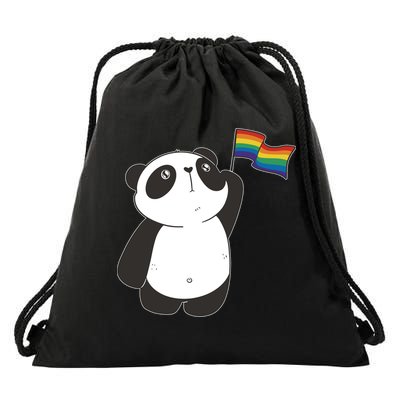 LGBTQ Flag Cute Panda Drawstring Bag