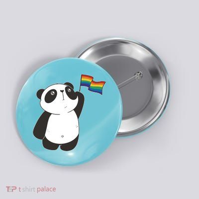 LGBTQ Flag Cute Panda Button