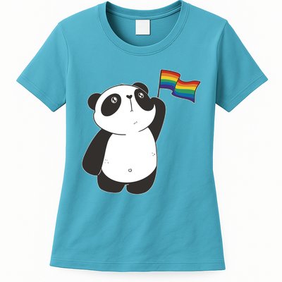 LGBTQ Flag Cute Panda Womens T-Shirt