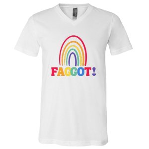 Lgbt Faggot Colorful V-Neck T-Shirt