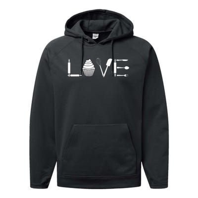 Love Funny Cupcake Baker Pastry Baking Gift Performance Fleece Hoodie