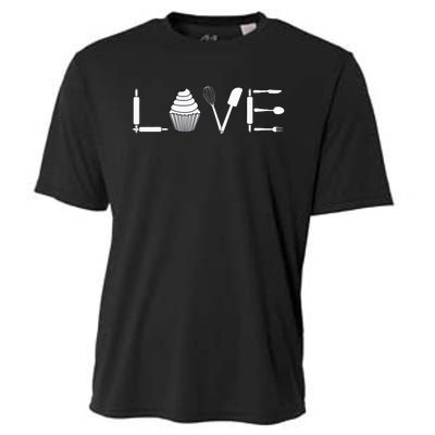 Love Funny Cupcake Baker Pastry Baking Gift Cooling Performance Crew T-Shirt