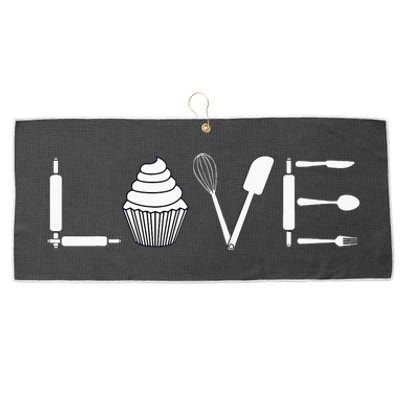 Love Funny Cupcake Baker Pastry Baking Gift Large Microfiber Waffle Golf Towel