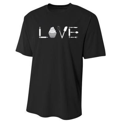 Love Funny Cupcake Baker Pastry Baking Gift Performance Sprint T-Shirt