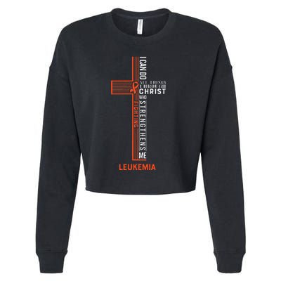 Leukemia Fight Cancer Ribbon Cropped Pullover Crew