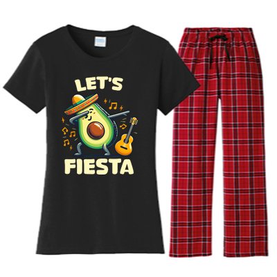 LetS Fiesta Dabbing Avocado Funny Cinco De Mayo Party Women's Flannel Pajama Set