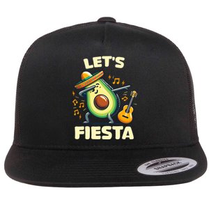 LetS Fiesta Dabbing Avocado Funny Cinco De Mayo Party Flat Bill Trucker Hat