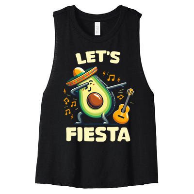 LetS Fiesta Dabbing Avocado Funny Cinco De Mayo Party Women's Racerback Cropped Tank