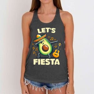 LetS Fiesta Dabbing Avocado Funny Cinco De Mayo Party Women's Knotted Racerback Tank