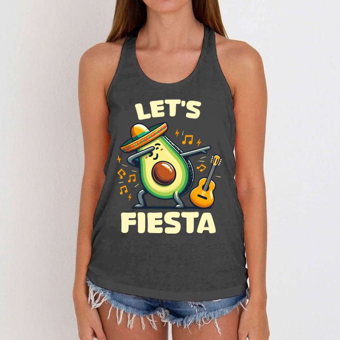 LetS Fiesta Dabbing Avocado Funny Cinco De Mayo Party Women's Knotted Racerback Tank