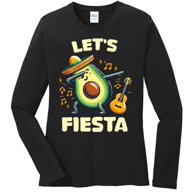 LetS Fiesta Dabbing Avocado Funny Cinco De Mayo Party Ladies Long Sleeve Shirt