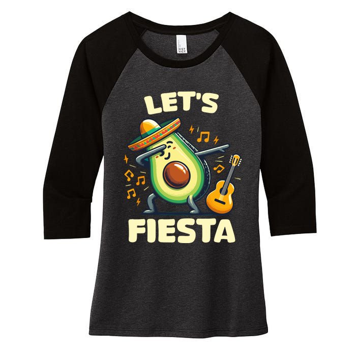 LetS Fiesta Dabbing Avocado Funny Cinco De Mayo Party Women's Tri-Blend 3/4-Sleeve Raglan Shirt